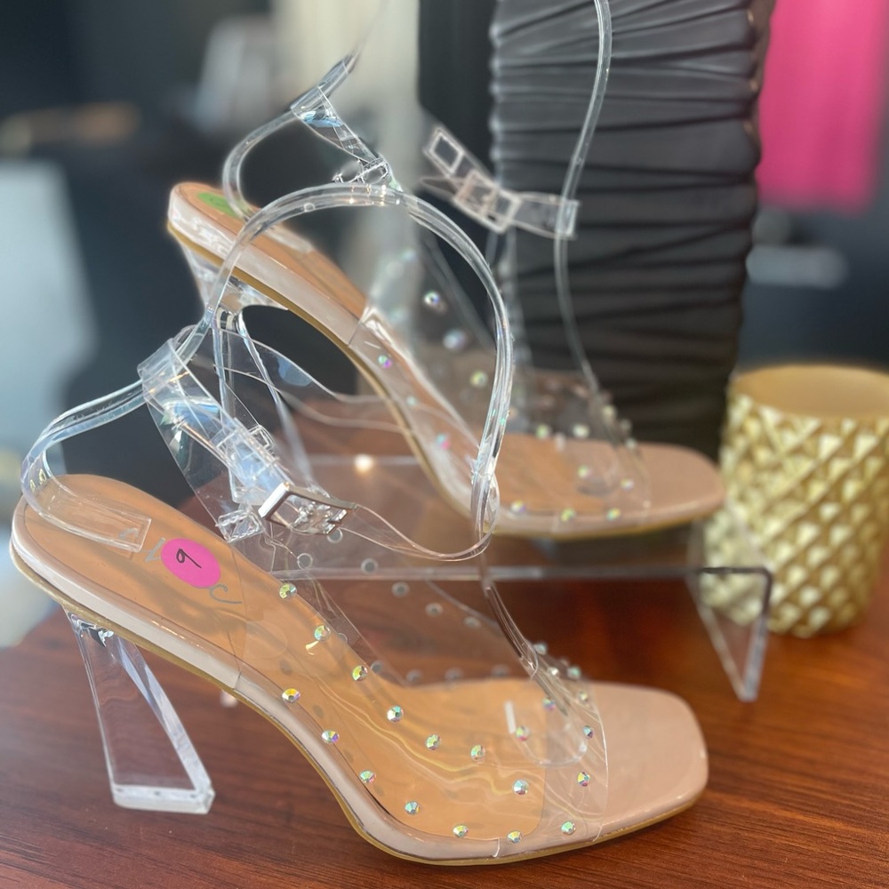 “CAV” Diamanté Nude Patent Heels